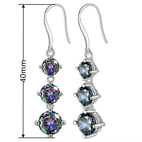 Gorgeous 925 Silver Drop Earrings Mystic Topaz - Picture 5 of 5